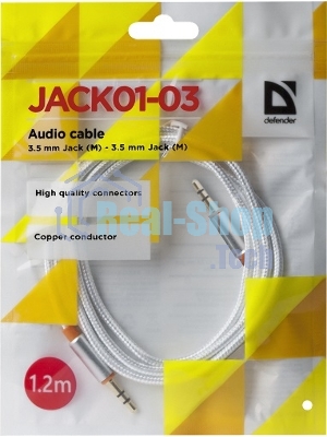 Кабель аудио Defender 3.5мм 1.2M Jack M- Jack M белый