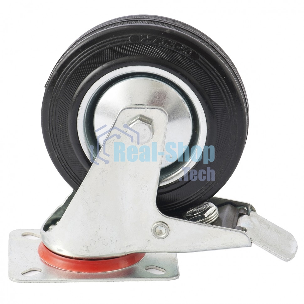 Колесо поворотное Сибртех с тормозом, диаметр 160 мм, крепление платформенное