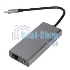 Адаптер VCOM CU459 Type-Cm --> RJ-45+2USB3.0(f) + PD100 Вт Alum Shell