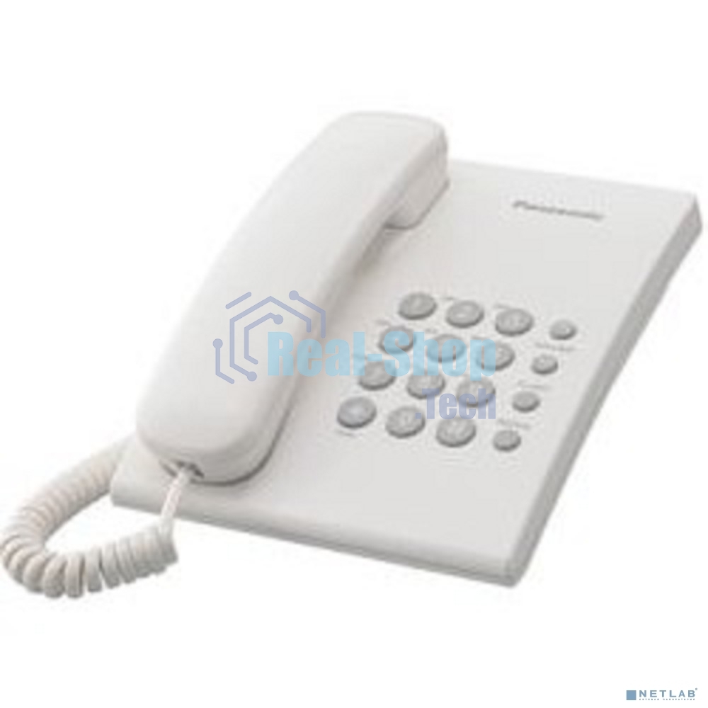 Телефон проводной Panasonic KX-TS2350RUW белый повтор номера, регул-ка громкости, кр.на стену