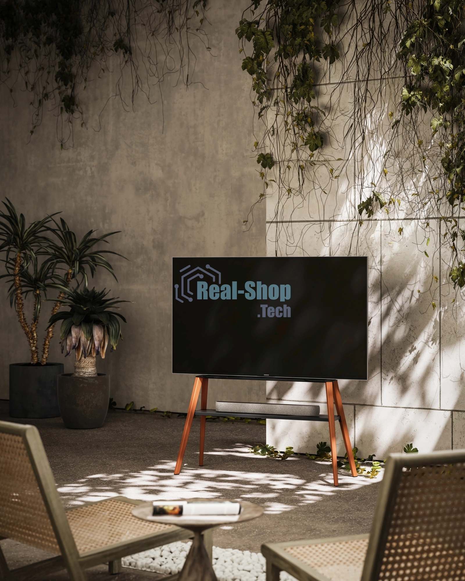 Подставка для телевизора Cactus CS-ST3647BKWN черный/орех 49