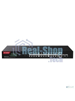 Коммутатор неуправляемый IP-COM G1128P-24-410W PoE, 28 портов, 26x1 Гбит/с, SFP 2x1 Гбит/с, PoE 24x30 Вт (до 370 Вт)