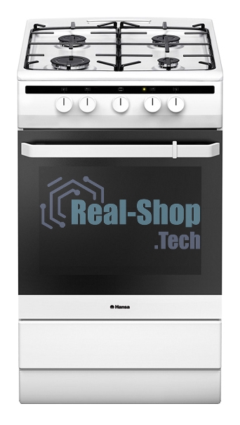 Плита газовая Hansa FCGW51001 белый, конфорок 4 шт, духовка 56 л, 50 см x 85 см x 60 см
