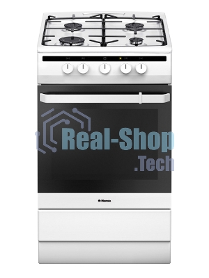 Плита газовая Hansa FCGW51001 белый, конфорок 4 шт, духовка 56 л, 50 см x 85 см x 60 см
