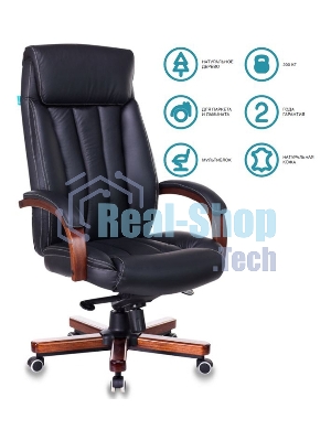 Кресло Бюрократ T-9922WALNUT/BLACK черный, кожа