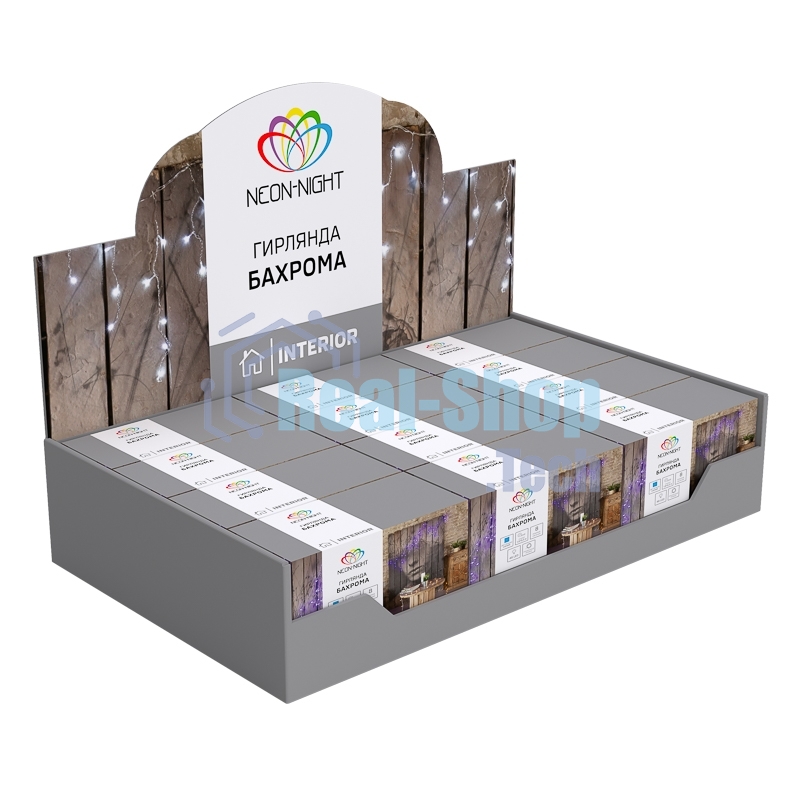 Новогодние светоукрашения Neon-night гирлянда Айсикл (бахрома) светодиодный, 1,8 х 0,5 м., белый провод, 220В, диоды синие