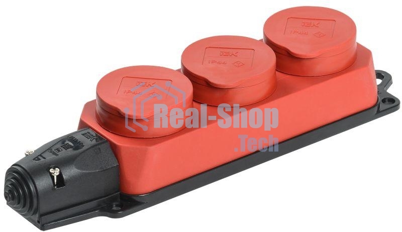 Розетка 3-м ОМЕГА РБ33-1-0м IP44 каучук красн. ИЭК PKR61-016-2-K04