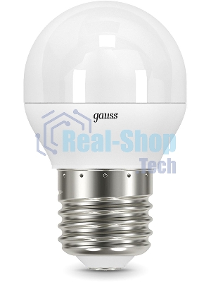 Лампа светодиодная Gauss Black 6.5Вт цок.: E27 шар 220B 3000K св. свеч. бел. теп. G45 (упак.: 10 шт)