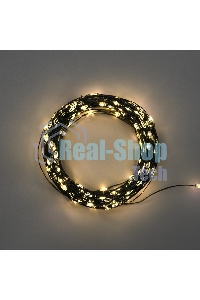 Гирлянда Роса с контроллером 50м, 500LED, IP20, 230В, зеленый провод, теплое белое свечение 