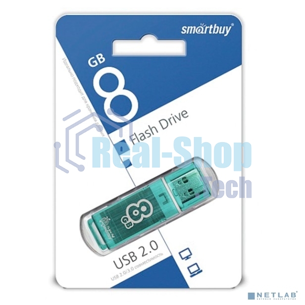 Флешка USB Smartbuy Glossy series green (SB8GbGS-G), 8Gb, USB 2.0, R/W 15/5, зеленый