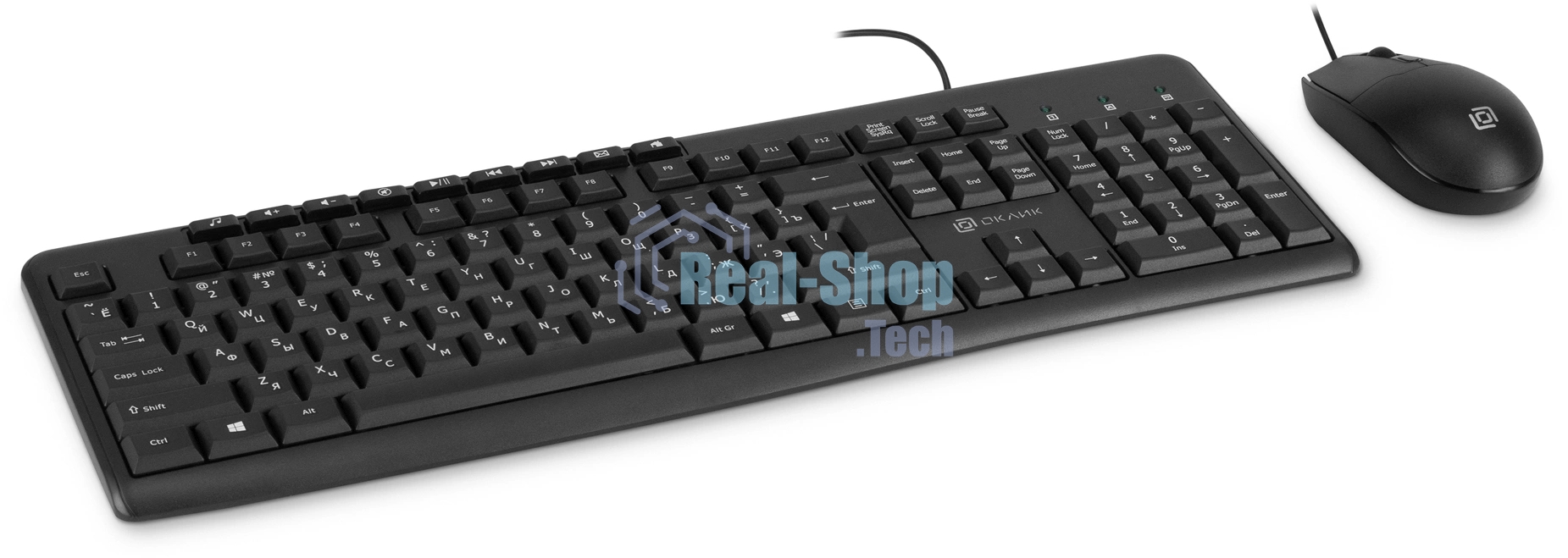 Комплект клавиатура+мышь Oklick S650 проводной, USB, 2000 DPI, чёрный