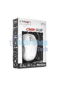 Мышь проводная Crown CMM-502 белый, 1000 dpi, USB, кнопки - 3