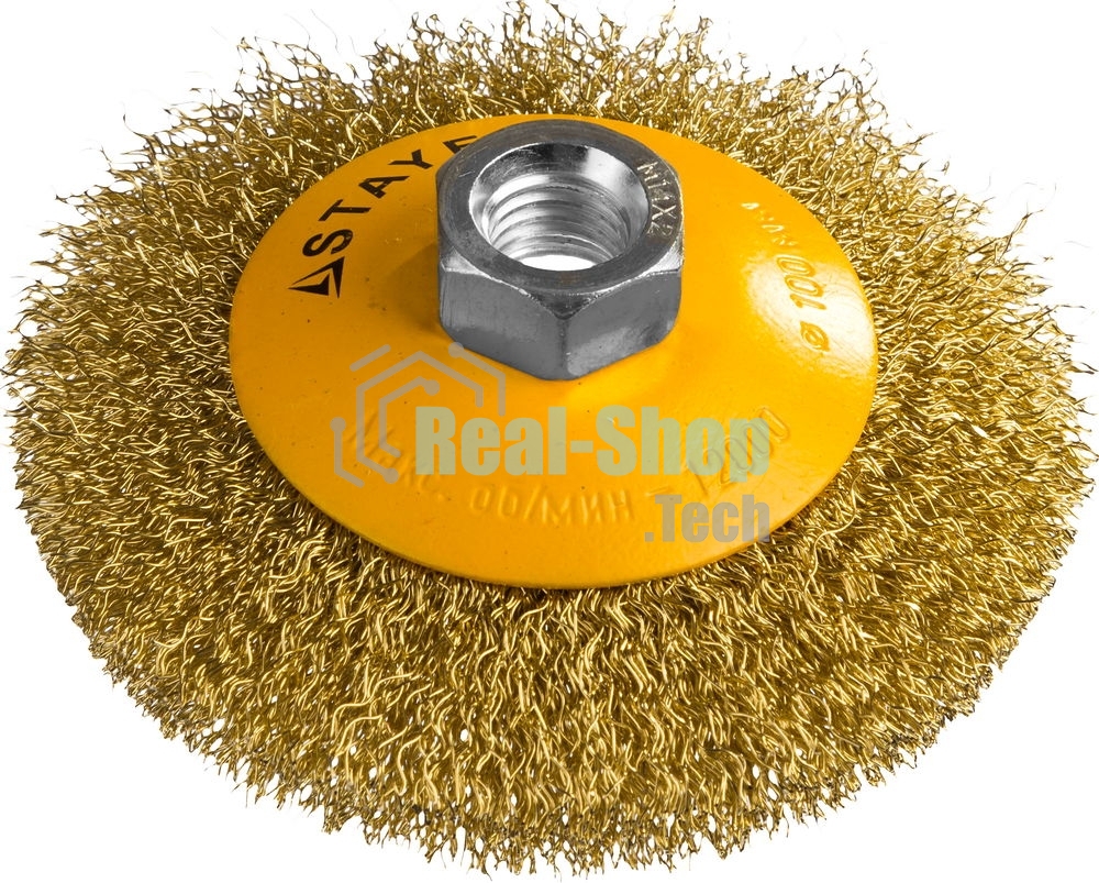 Кордщетка STAYER PROFESSIONAL 35133-100коническая М14 витая латунь/сталь 0.3мм d100мм