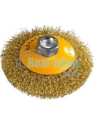 Кордщетка STAYER PROFESSIONAL 35133-100коническая М14 витая латунь/сталь 0.3мм d100мм