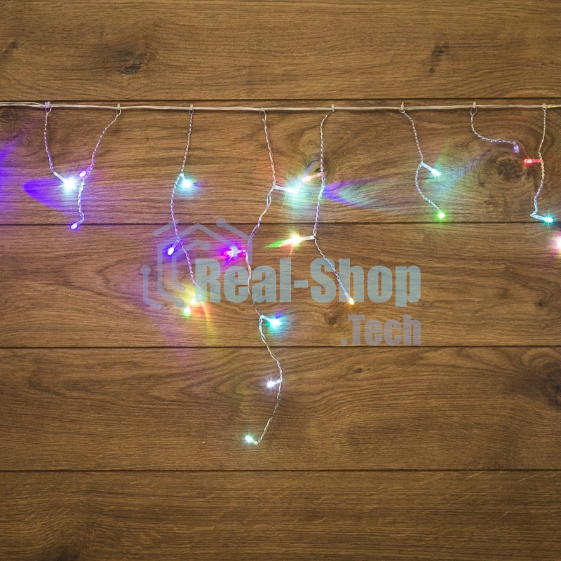 Гирлянда Neon-night Айсикл (бахрома) светодиодный, 1,8 х 0,5 м, прозрачный провод, 230 В, диоды RGB