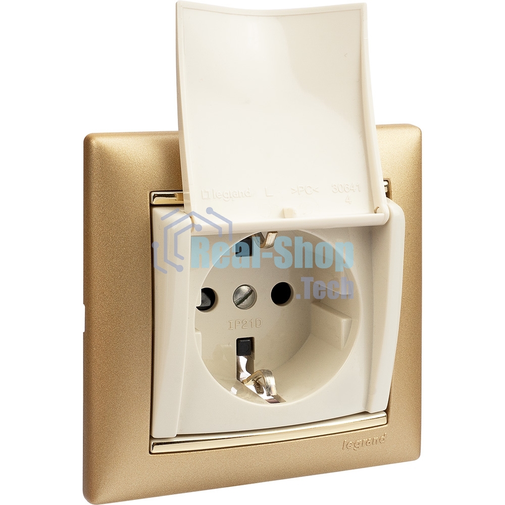 Механизм розетки 1-м СП Valena с защ. крышкой защ. шторки с заземл. сл. кость Legrand 774322