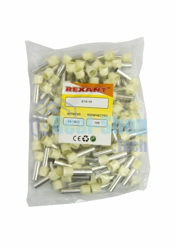 Наконечник штыревой втулочный изолированный Rexant F-18 мм 16 мм² (НШВи 16-18) слоновая кость