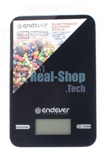Весы кухонные электронные Endever Skyline KS-527, вес от 2 г до 5 кг. Закаленное стекло повышенной прочности, LCD-дисплей, авто откл.