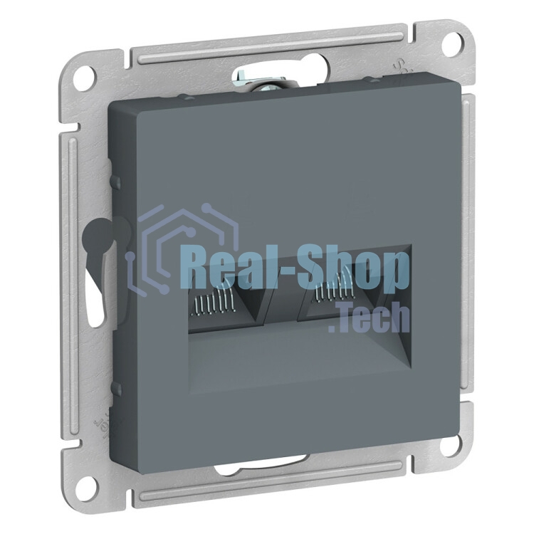 Розетка компьютерная двойная RJ45+RJ45, кат.5E, механизм ATN000785 Schneider Electric AtlasDesign Грифель