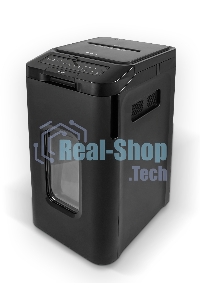 Шредер Heleos АП55-4 черный с автоподачей (секр.P-4) фрагменты 400лист. 55лтр. скрепки скобы пл.карты