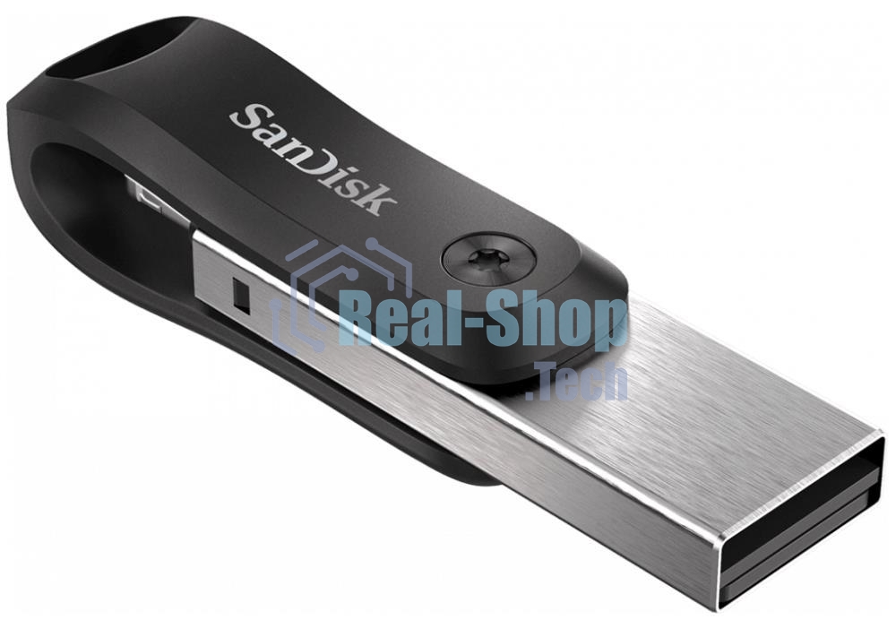 Флешка USB Sandisk IX60N iXpand GO (SDIX60N-128G-GN6NE), 128Gb, USB 3.0/Lightning, R/W 150/70, черный/серебристый