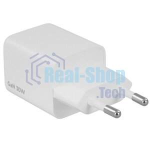 Зарядное устройство Cablexpert MP3A-PC-63, 30Вт GaN, 3А, QC4.0/PD, 1xUSB, 1xType-C, белый, пакет