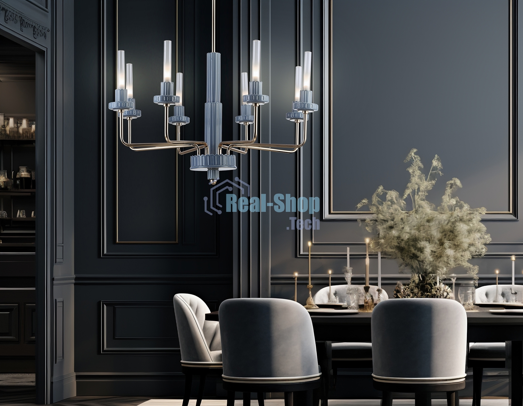 Люстра Ambrella light LH53126/8 GD/WH/GB золото/белый/серо-синий 13W 3000K D720*1120