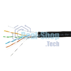 Кабель SkyNet Premium FTP outdoor 4x2x0,51 на тросу, медный, FLUKE TEST, кат.5e, однож., 305 м, на катушке, черный