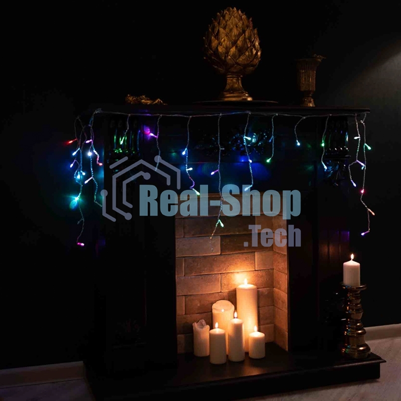 Гирлянда Neon-night Айсикл (бахрома) светодиодный, 1,8 х 0,5 м, прозрачный провод, 230 В, диоды RGB