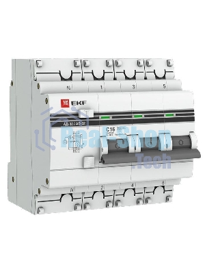 Выключатель автоматический дифференциального тока 3п+N C 16А 30мА тип AC 4.5кА АД-32 PROxima EKF DA32-16-30-4P-pro