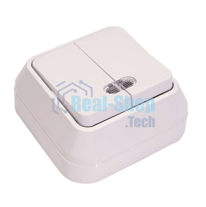 Выключатель 2-кл. Makel ОП 10А IP20 с подсветкой белый