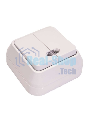 Выключатель 2-кл. Makel ОП 10А IP20 с подсветкой белый