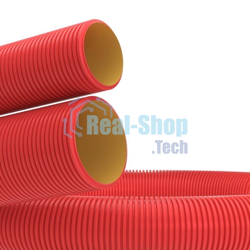 Труба гофро двустен. ПНД d63 с протяж. красн. (уп.100м) ДКС 121963100