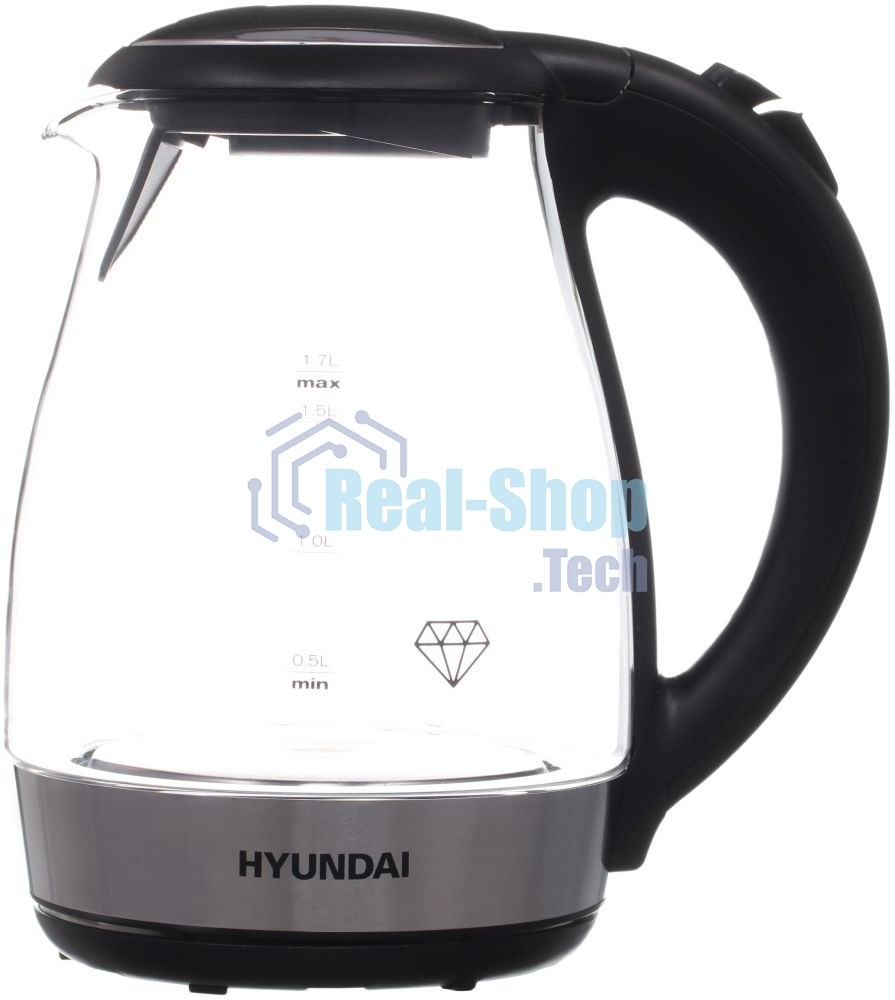Чайник электрический Hyundai HYK-G2030 1.7л. 2200Вт черный (корпус: стекло)