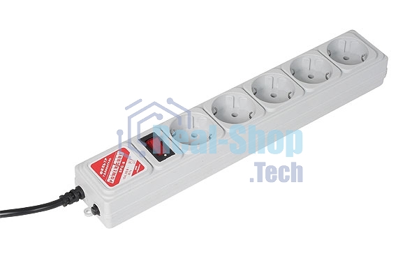 Сетевой фильтр Powercube SPG-B-10 3 м (5 розеток) серый (коробка)