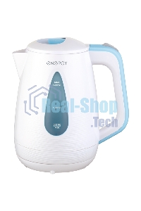 Чайник электрический Energy E-214 белый/голубой (1.7 л, диск)