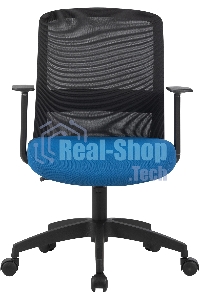 Кресло компьютерное Cactus CS-MC333-BKBL черный, сиденье темно-синий, сетка/ткань, низк.спин. крестов. пластик, пластик черный