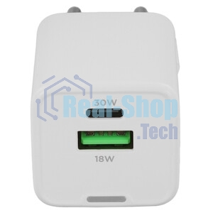 Зарядное устройство Cablexpert MP3A-PC-63, 30Вт GaN, 3А, QC4.0/PD, 1xUSB, 1xType-C, белый, пакет
