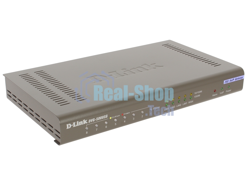 Интернет-телефония D-Link DVG-5008SG/A1A Голосовой шлюз с 8 FXS-портами, 1 WAN-портом 10/100/1000Base-T и 4 LAN-портами 10/1000Base-T