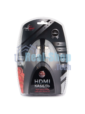 Кабель Cablexpert HDMI, серия Platinum, 4,5 м, v2.0, M/M, плоский, позол.разъемы, металлический корпус, нейлоновая оплетка, блистер
