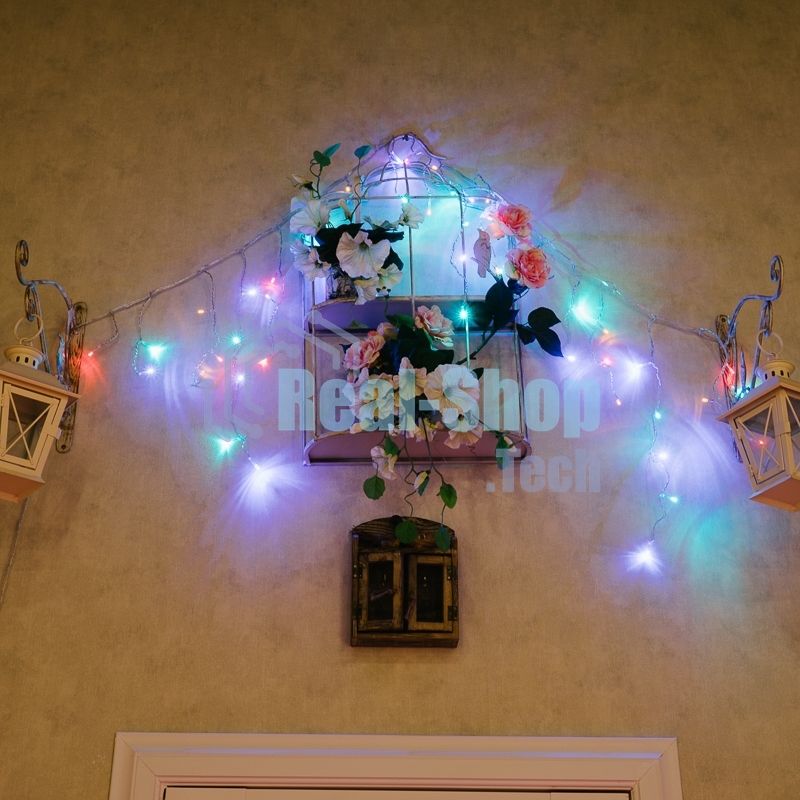 Гирлянда Neon-night Айсикл (бахрома) светодиодный, 1,8 х 0,5 м, прозрачный провод, 230 В, диоды RGB