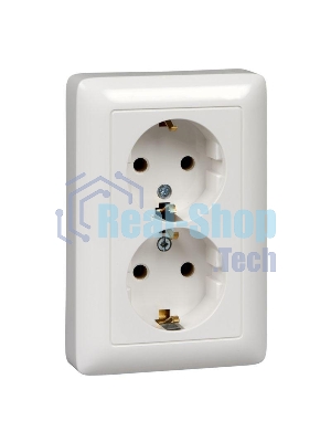Розетка С/У с з/к со шторками 16А 250В, белый. ХИТ двойная Розетка С/У с з/к со шторками 16А 250В, белый. ХИТ двойная
