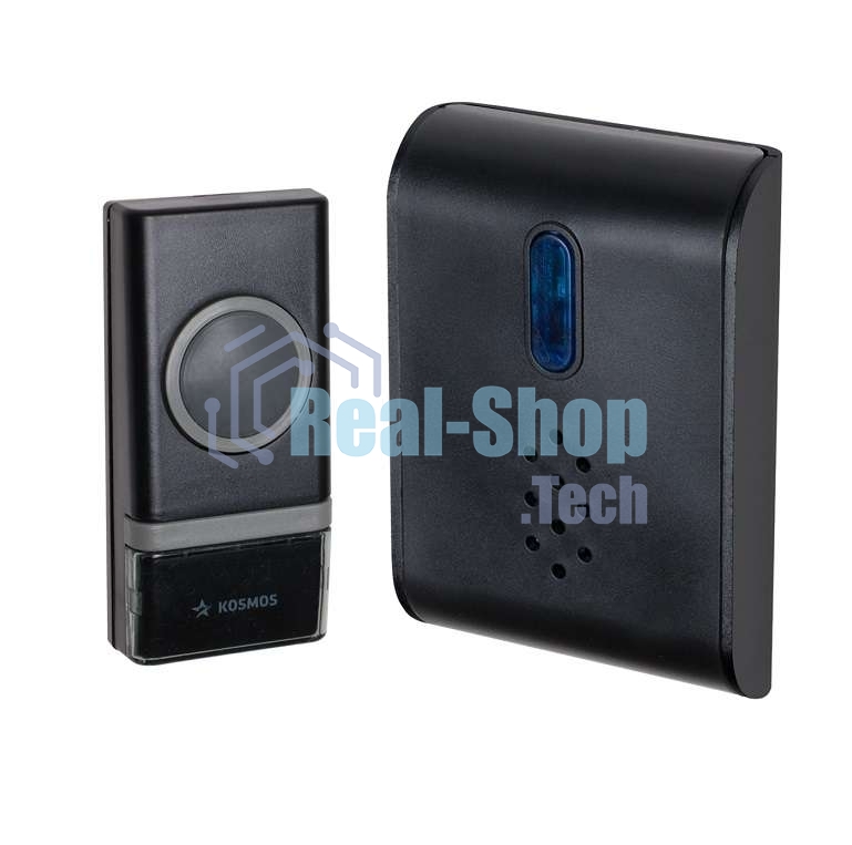 Звонок дверной беспроводной Космос полиф. 26 мелодий 150м 1 кноп. IP44 черный