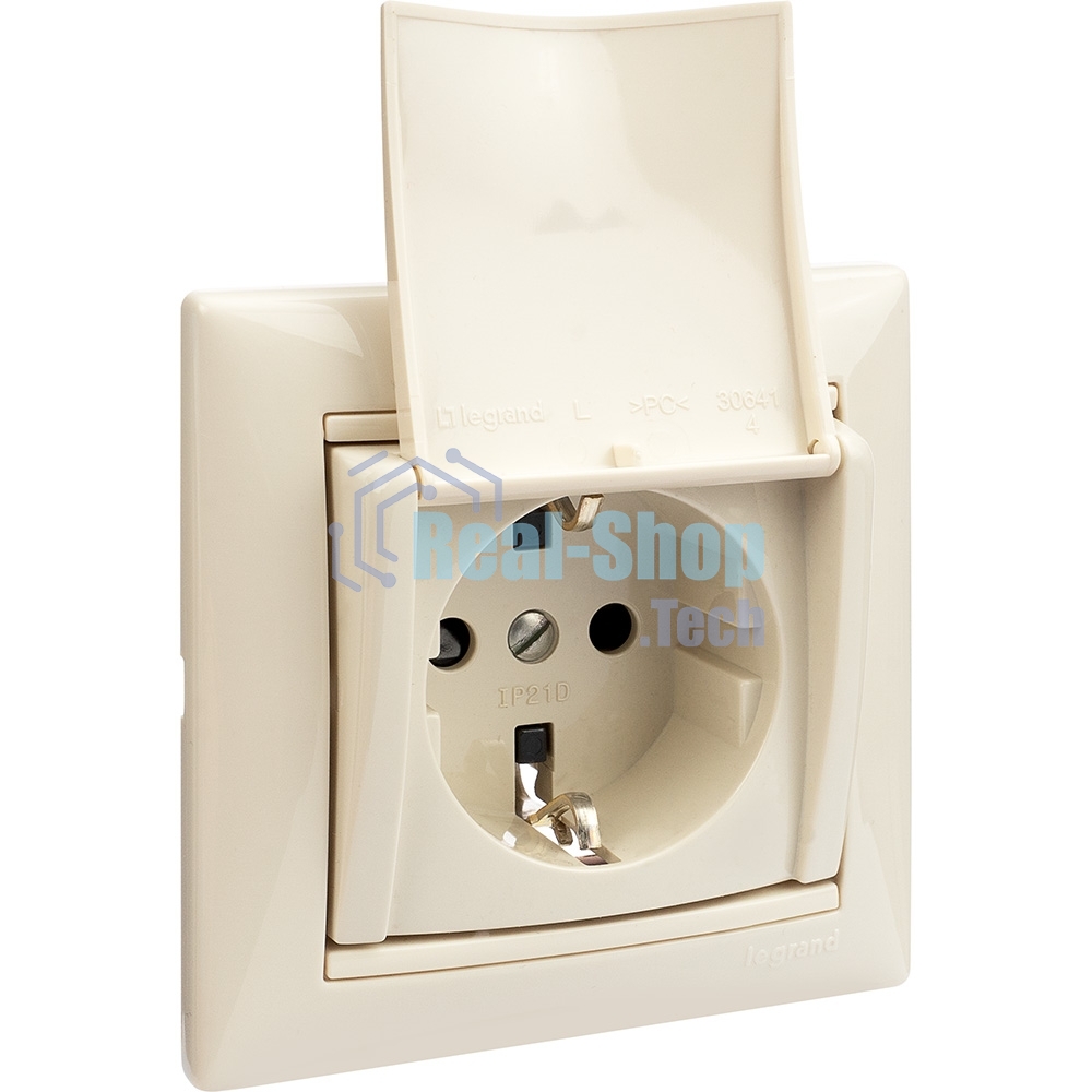 Механизм розетки 1-м СП Valena с защ. крышкой защ. шторки с заземл. сл. кость Legrand 774322