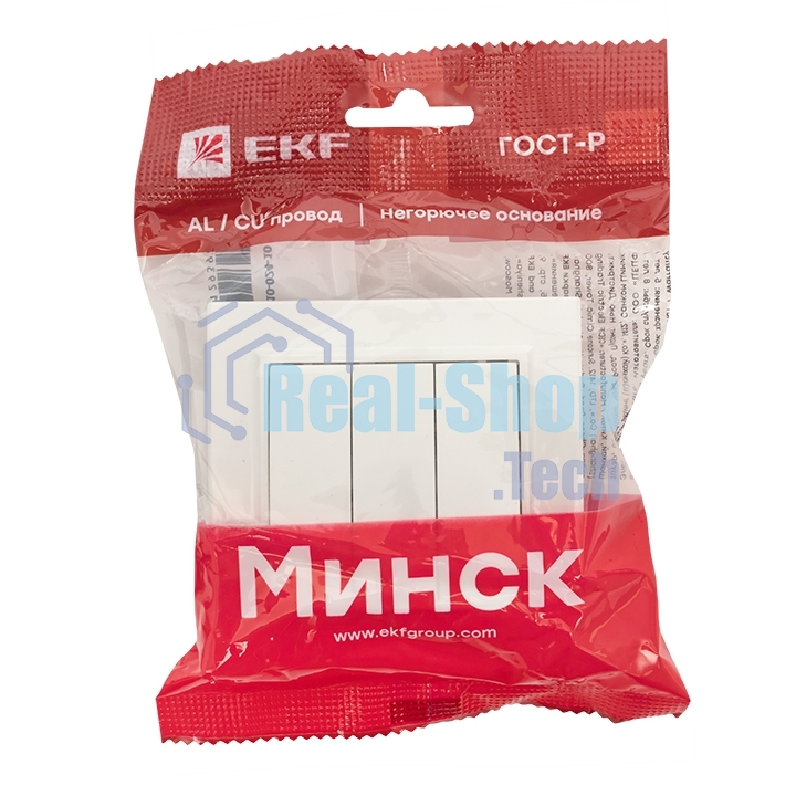 Выключатель 3-кл. СП Минск 10А белый Basic EKF ERV10-024-10