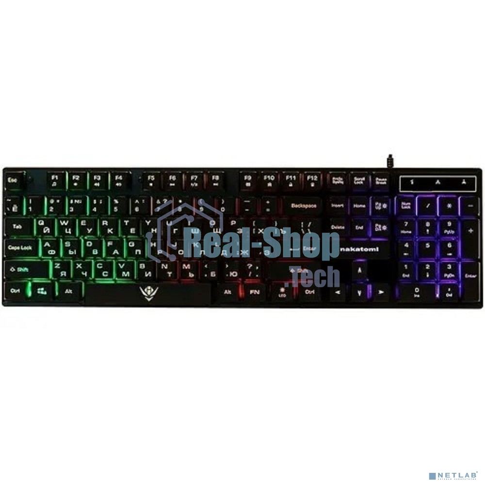 Клавиатура проводная KG-23U BLACK Nakatomi Gaming - игровая с RGb-подсветкой, USB, черная