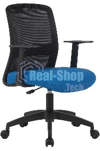Кресло компьютерное Cactus CS-MC333-BKBL черный, сиденье темно-синий, сетка/ткань, низк.спин. крестов. пластик, пластик черный