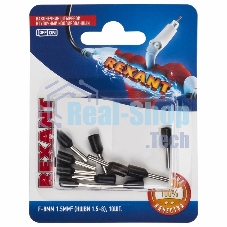 Наконечник штыревой втулочный Rexant изолированный, F-8 мм, 1.5 мм², НШВи 1.5-8/Е 1,5-8/E1508, черный, в упак. 10 шт.