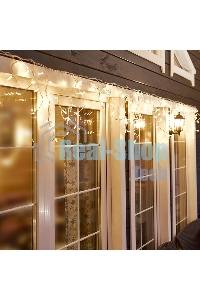 Гирлянда Neon-night Айсикл (бахрома) светодиодный, 4,0 х 0,6 м, белый провод каучук, 230 В, диоды теплый белый, 128 LED