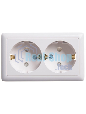 Розетка 2-м ОП Хит 16А защ. шторки с заземл. белый SchE RA16-239-B